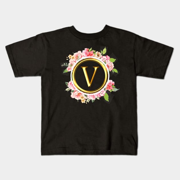 Letter V Shirt Alphabet Letter V Different Colors Kids T-Shirt by EmmaShirt